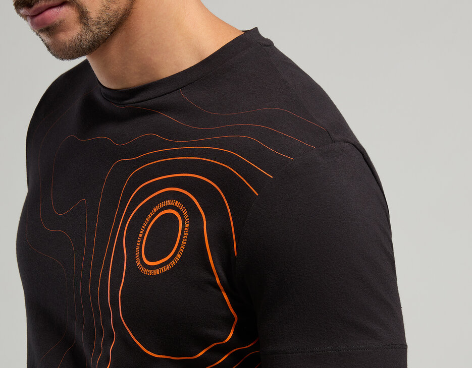 Men's T-shirt with fluo print, BLACK Men's T-shirt with fluo print, BLACK, hi-res-1