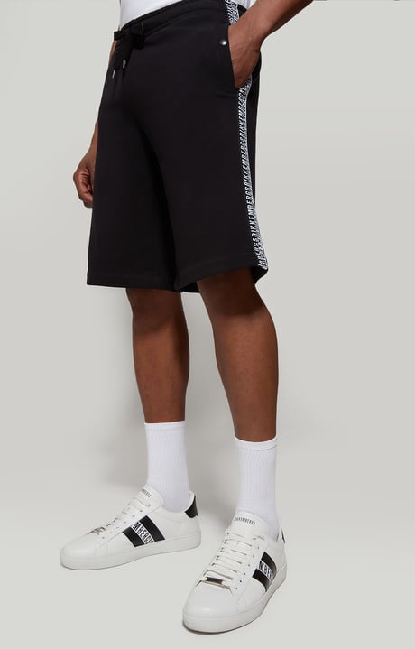 Men's shorts with double tape, BLACK Men's shorts with double tape, BLACK, hi-res-1