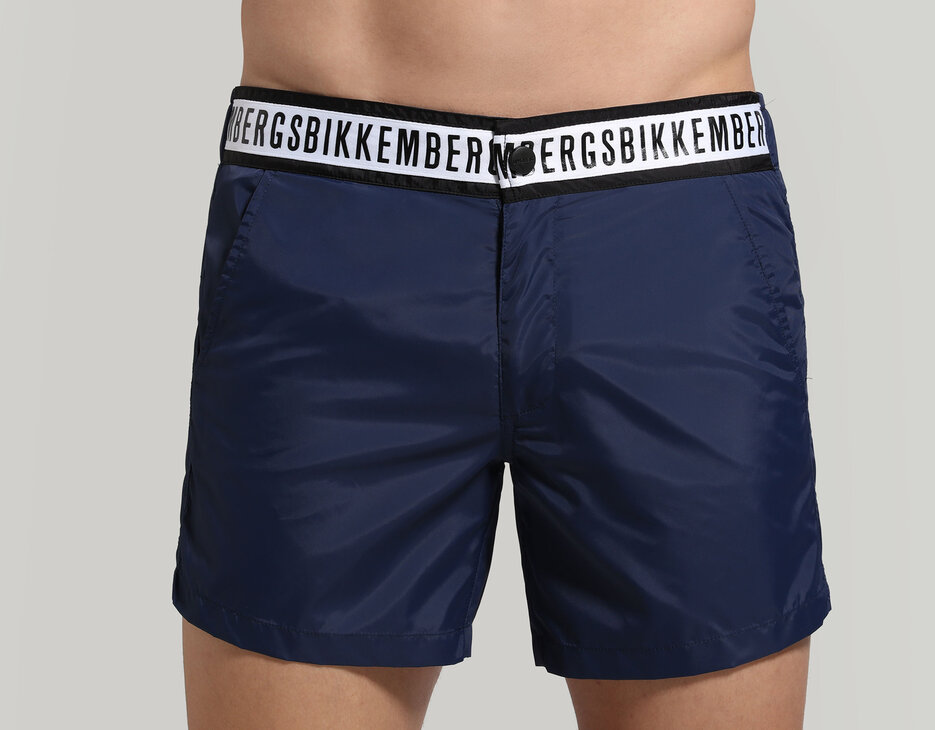 Men's swim shorts with tape, NAVY Men's swim shorts with tape, NAVY, hi-res-1
