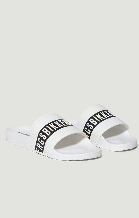 Men's pool slides, WHITE Men's pool slides, WHITE, hi-res-1