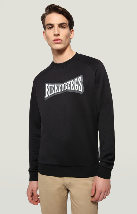 Sweatshirt with inserts and textured logo, BLACK Sweatshirt with inserts and textured logo, BLACK, hi-res-1