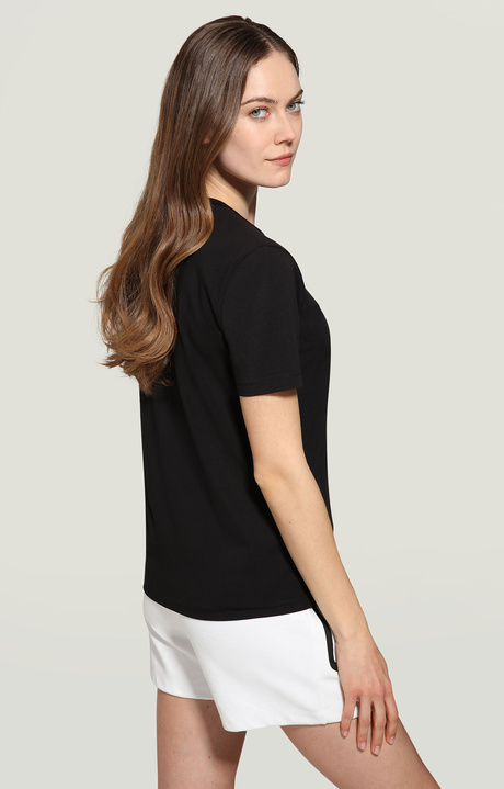 Women's T-shirt with floral print, BLACK Women's T-shirt with floral print, BLACK, hi-res-1
