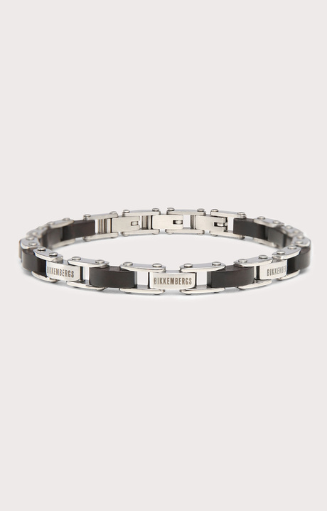Men's bracelet in ebony and steel, WHITE Men's bracelet in ebony and steel, WHITE, hi-res-1