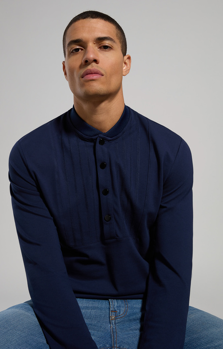 Men's piquet Henley shirt, DRESS BLUES Men's piquet Henley shirt, DRESS BLUES, hi-res-1