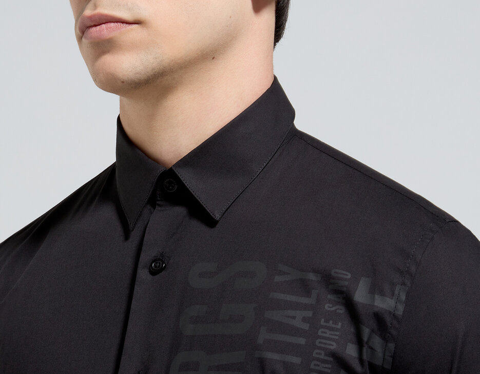 Men's slim fit print shirt, BLACK Men's slim fit print shirt, BLACK, hi-res-1