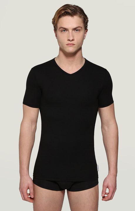 2-pack men's V-neck undershirt, BLACK, hi-res-1