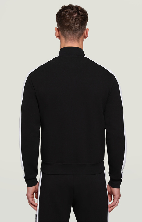 Men's sweatshirt in technical fabric, BLACK/WHITE, hi-res-1