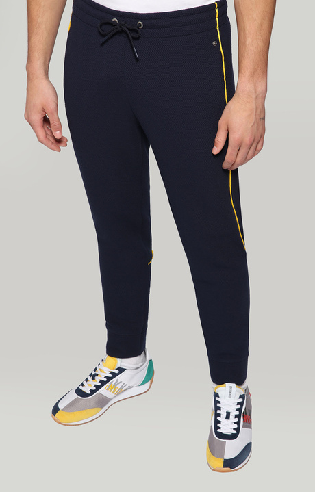 Track pants with contrast logo piping, BLUE Track pants with contrast logo piping, BLUE, hi-res-1