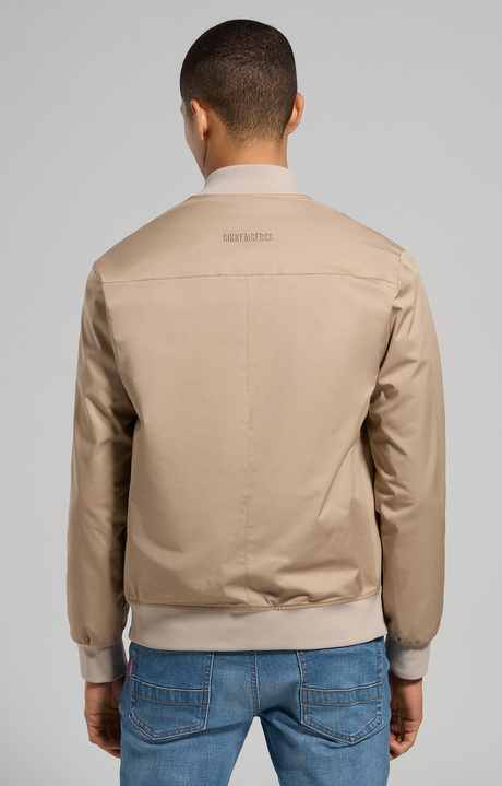 Leather and canvas men's bomber jacket, SPONGE Leather and canvas men's bomber jacket, SPONGE, hi-res-1