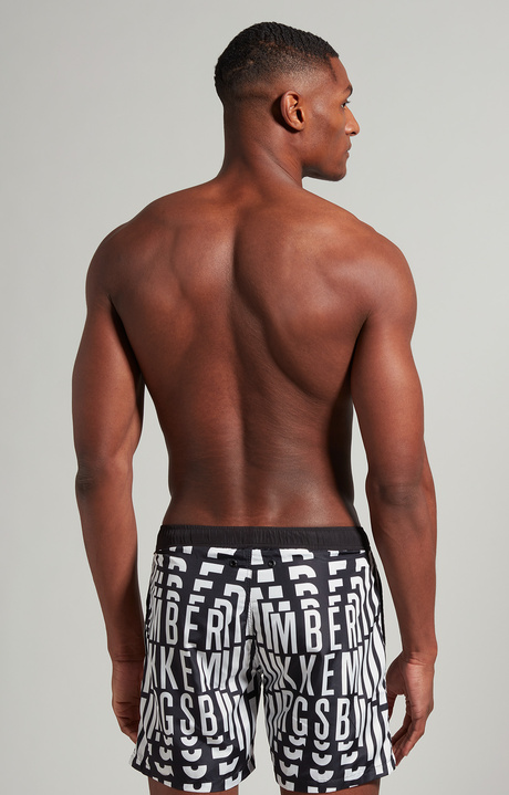 Men's boardshorts with all-over logo, BLACK Men's boardshorts with all-over logo, BLACK, hi-res-1