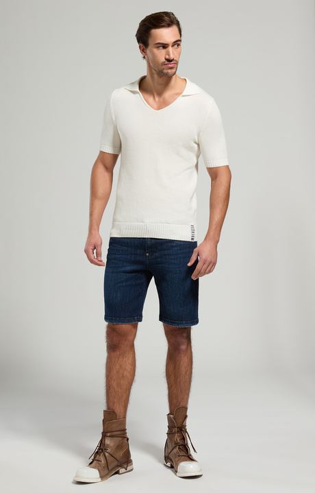 Men's open knit polo shirt, MARSHMALLOW, hi-res-1