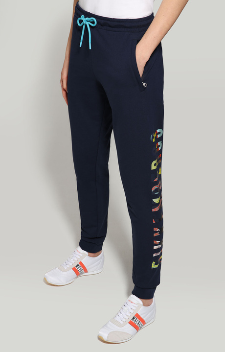 Women's fleece sweatpants with glossy logo, BLUE Women's fleece sweatpants with glossy logo, BLUE, hi-res-1