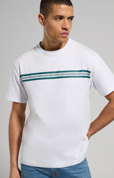 Men's T-shirt with tape print, WHITE Men's T-shirt with tape print, WHITE, hi-res-1