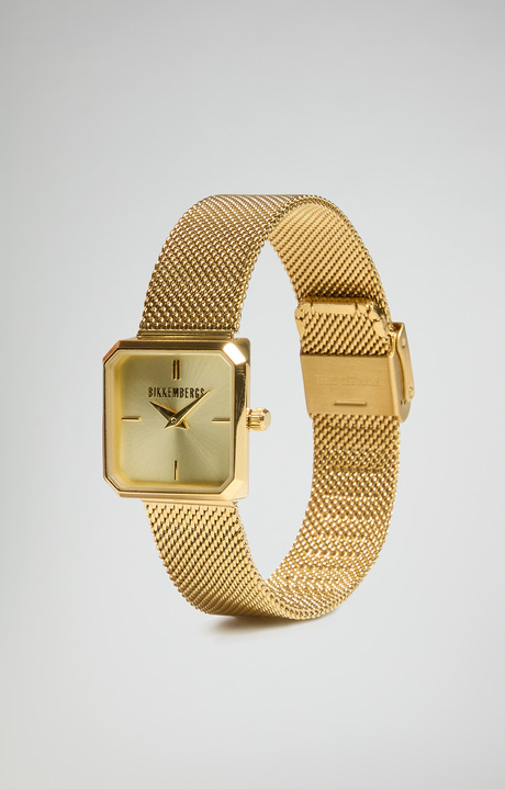 Watch with mesh steel band, GOLD/GOLD Watch with mesh steel band, GOLD/GOLD, hi-res-1