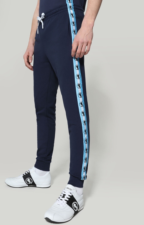 Men's sweatpants with tape, BLUE Men's sweatpants with tape, BLUE, hi-res-1