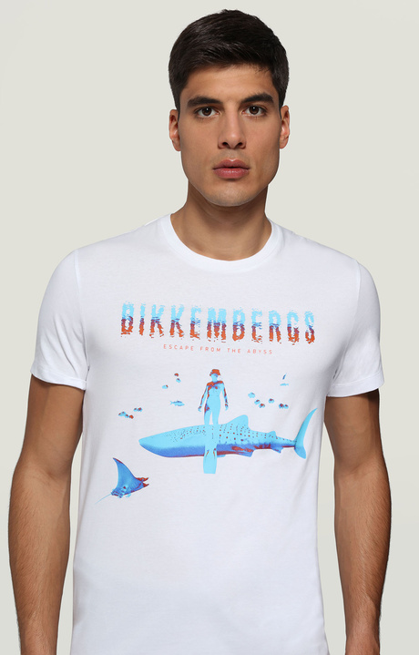 Men's T-shirt with ocean print, OPTICAL WHITE Men's T-shirt with ocean print, OPTICAL WHITE, hi-res-1