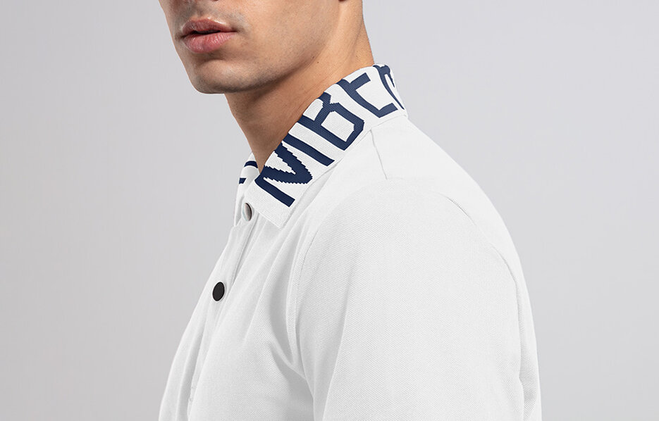 Men's polo shirt with logo collar, WHITE Men's polo shirt with logo collar, WHITE, hi-res-1