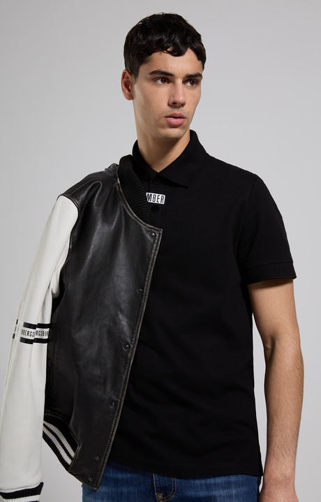 Stretch piquet men's polo shirt, BLACK Stretch piquet men's polo shirt, BLACK, hi-res-1