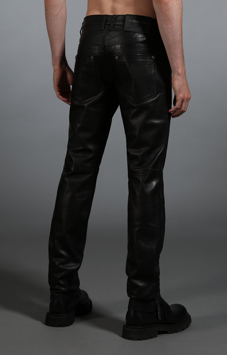 Men's black leather jeans, BLACK Men's black leather jeans, BLACK, hi-res-1