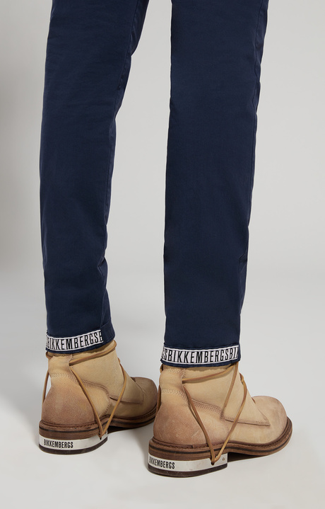 Men's chinos with embroidery, DRESS BLUES, hi-res-1