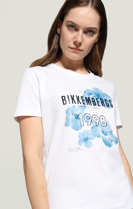Women's T-shirt with floral print, OPTICAL WHITE Women's T-shirt with floral print, OPTICAL WHITE, hi-res-1