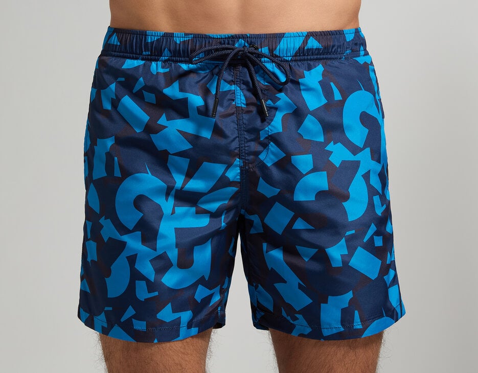 Camouflage men's boardshorts, MEDITERRANIAN BLUE Camouflage men's boardshorts, MEDITERRANIAN BLUE, hi-res-1