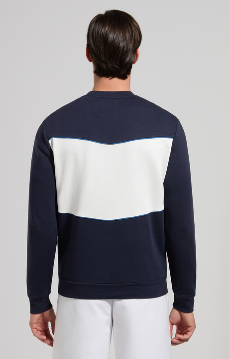 Men's sweatshirt with contrast intarsia, DRESS BLUES Men's sweatshirt with contrast intarsia, DRESS BLUES, hi-res-1