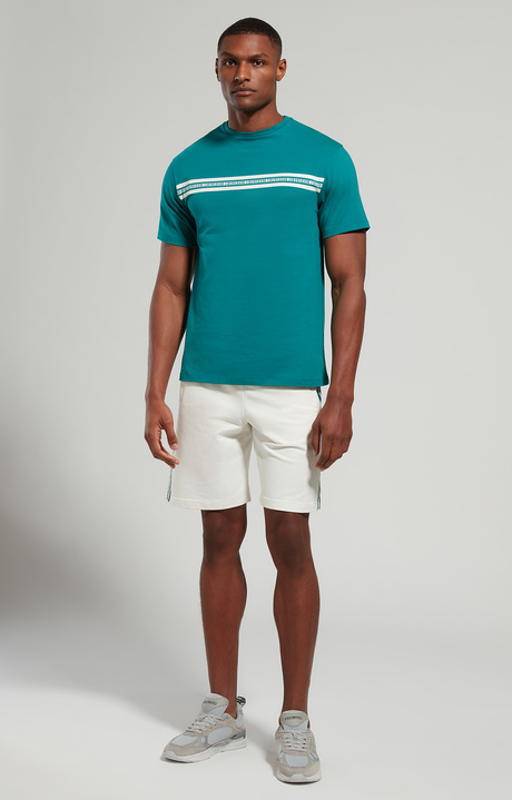Men's T-shirt with tape print, EVERGLADE, hi-res-1