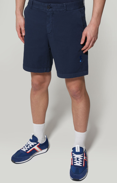 Men's shorts with embroidered cuffs, BLUE Men's shorts with embroidered cuffs, BLUE, hi-res-1