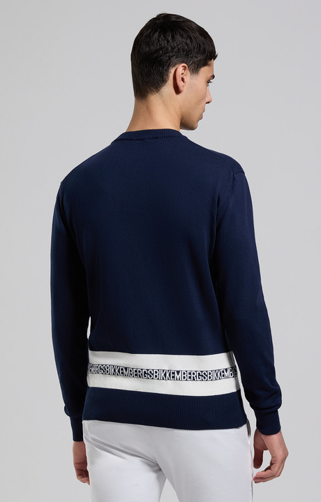Men's pullover with striped detail, DRESS BLUES Men's pullover with striped detail, DRESS BLUES, hi-res-1