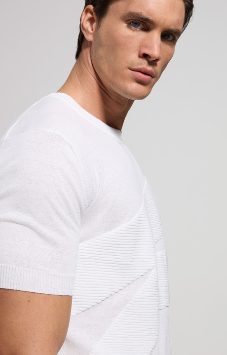 Men's jacquard T-shirt, WHITE Men's jacquard T-shirt, WHITE, hi-res-1