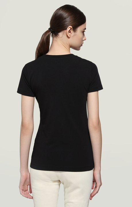 Women's T-shirt with contrast logo, BLACK Women's T-shirt with contrast logo, BLACK, hi-res-1
