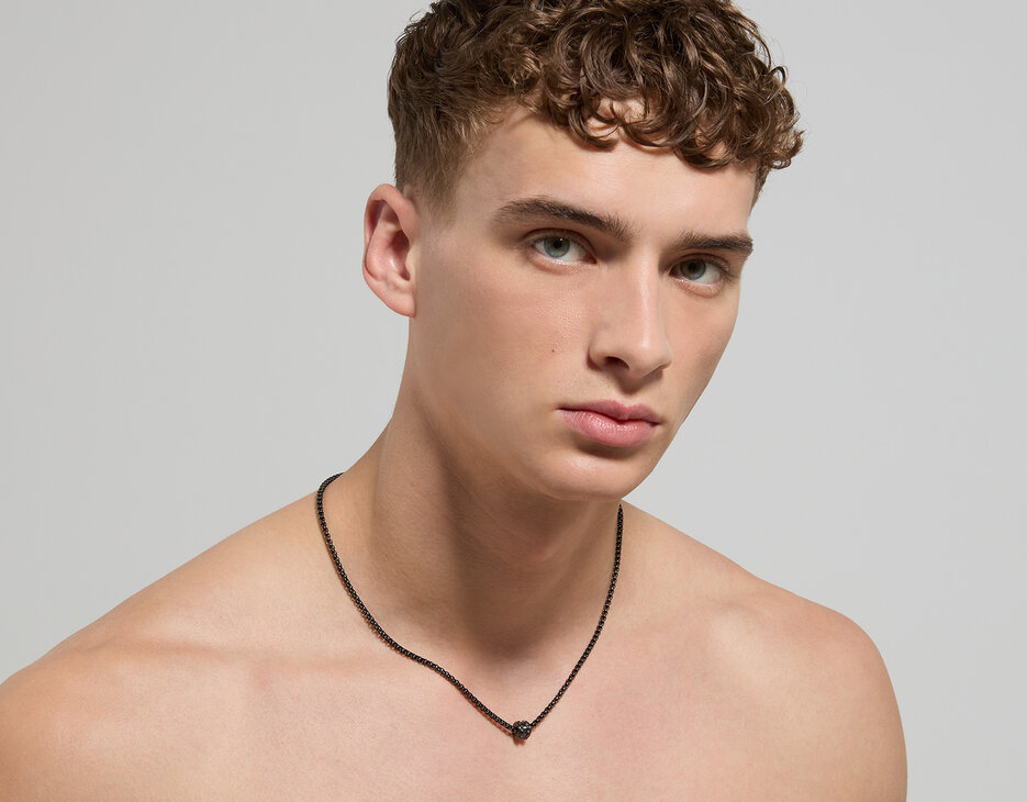 Input men's necklace with diamond, GREY Input men's necklace with diamond, GREY, hi-res-1