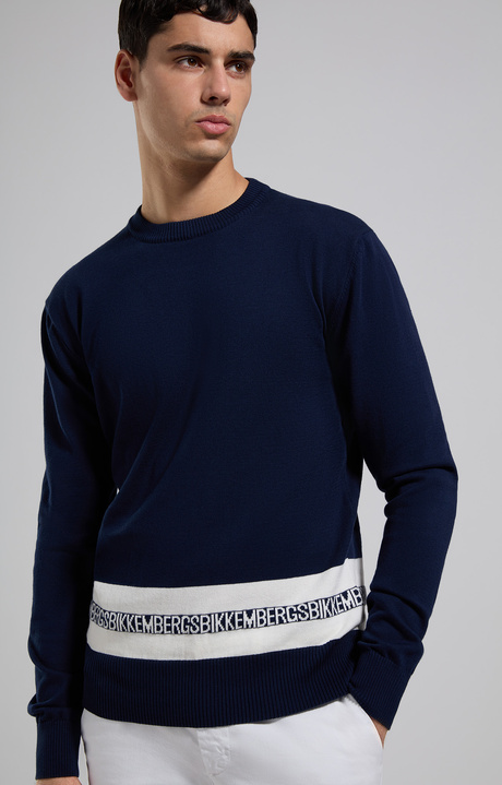Men's pullover with striped detail, DRESS BLUES Men's pullover with striped detail, DRESS BLUES, hi-res-1