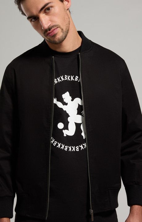 Leather and canvas men's bomber jacket, BLACK, hi-res-1