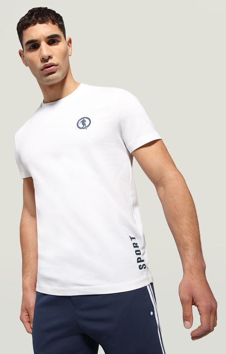 Men's T-shirt with sport print in front and back, OPTICAL WHITE Men's T-shirt with sport print in front and back, OPTICAL WHITE, hi-res-1