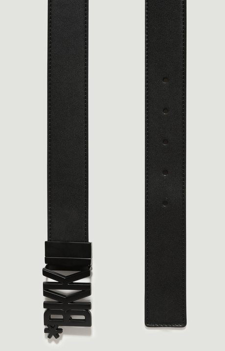 Men's leather belt with letter buckle, BLACK/BLUE Men's leather belt with letter buckle, BLACK/BLUE, hi-res-1