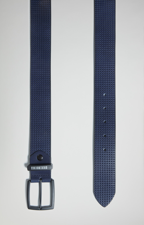Men's punched leather belt, BLUE Men's punched leather belt, BLUE, hi-res-1