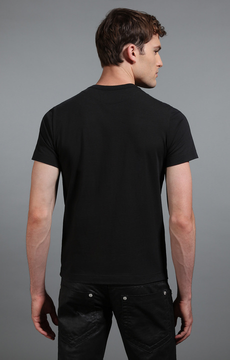 Men's black cotton t-shirt, BLACK Men's black cotton t-shirt, BLACK, hi-res-1
