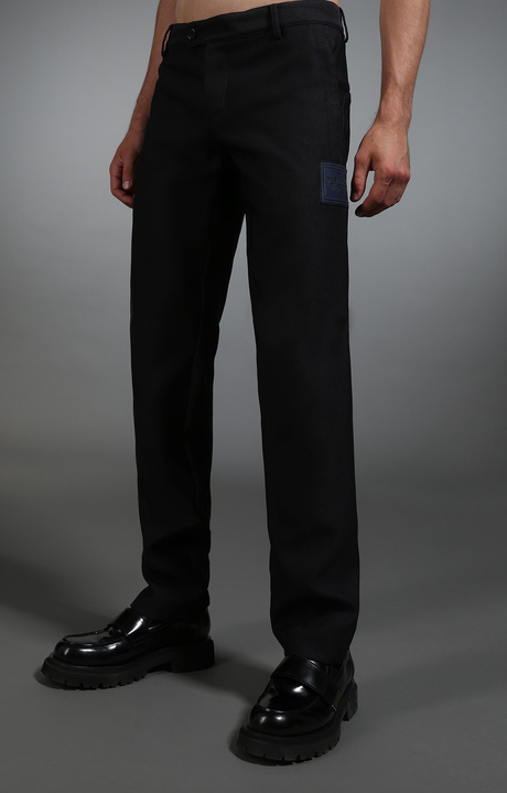 Men's trousers in navy blue fabric, NAVY Men's trousers in navy blue fabric, NAVY, hi-res-1