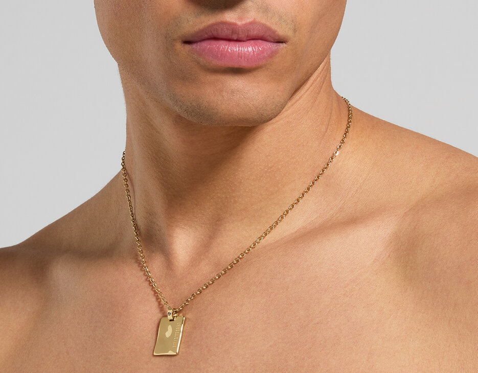 Men's Hammer necklace with diamond, YELLOW Men's Hammer necklace with diamond, YELLOW, hi-res-1