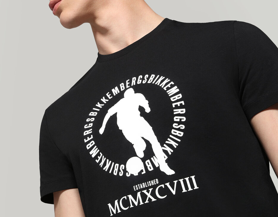 Men's T-shirt with raised print, BLACK Men's T-shirt with raised print, BLACK, hi-res-1