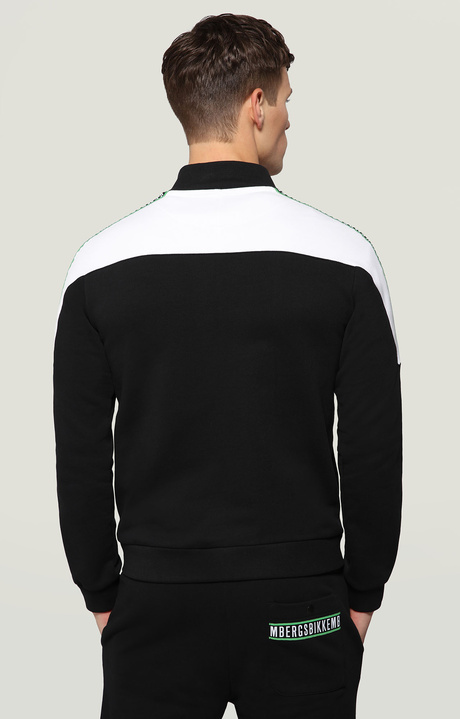 Fleece jacket with zipper and appliques, BLACK/WHITE Fleece jacket with zipper and appliques, BLACK/WHITE, hi-res-1