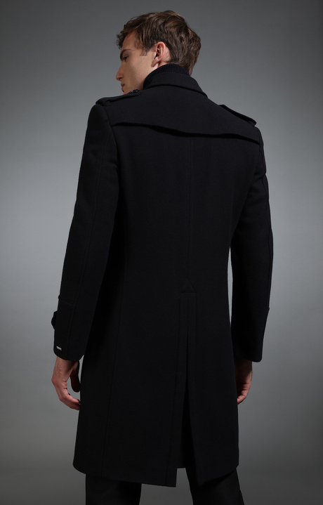 Men's navy double breasted coat, NAVY Men's navy double breasted coat, NAVY, hi-res-1