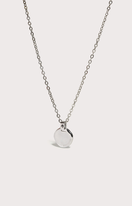 Men's necklace with medal pendant and diamond, WHITE Men's necklace with medal pendant and diamond, WHITE, hi-res-1