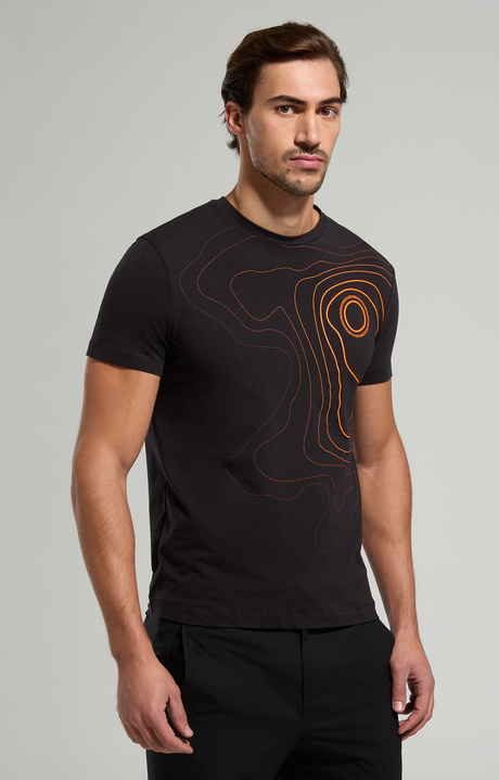 Men's T-shirt with fluo print, BLACK, hi-res-1