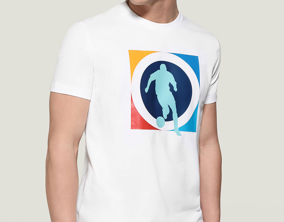 Men's T-shirt with soccer print, OPTICAL WHITE Men's T-shirt with soccer print, OPTICAL WHITE, hi-res-1