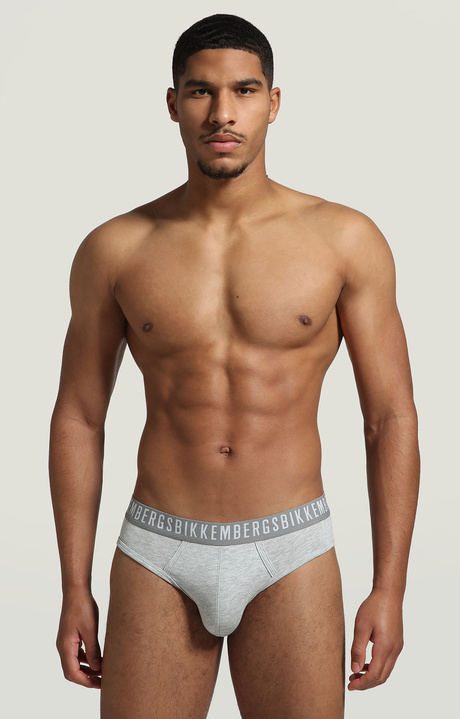 3-pack men's briefs in stretch cotton, GREY MELANGE, hi-res-1