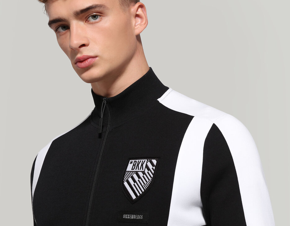 Men's sweatshirt in technical fabric, BLACK/WHITE Men's sweatshirt in technical fabric, BLACK/WHITE, hi-res-1