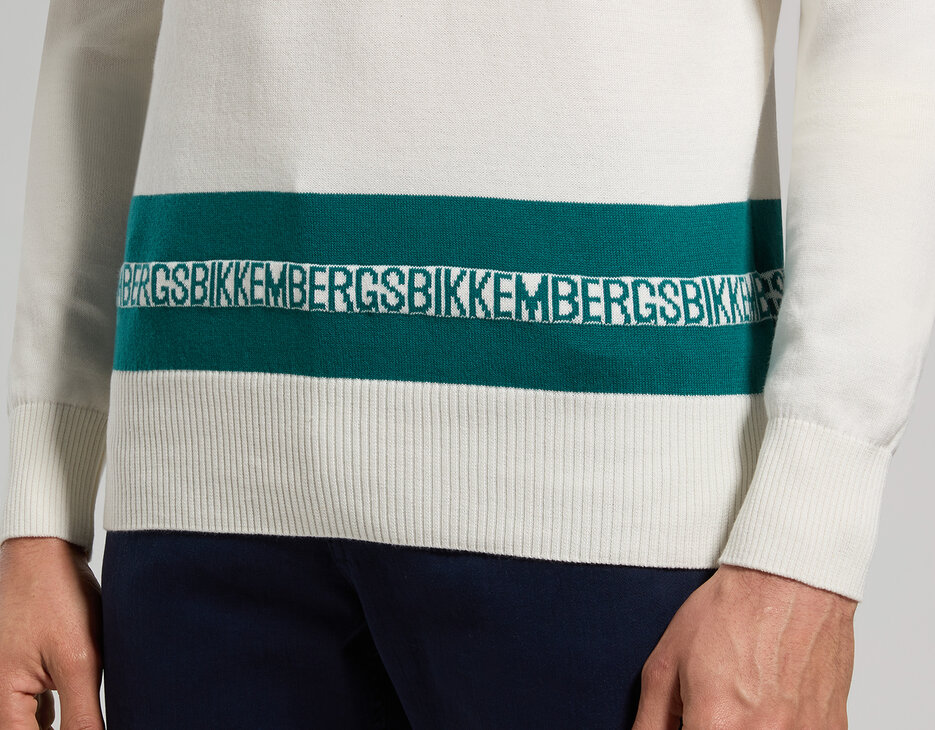 Men's pullover with striped detail, MARSHMALLOW Men's pullover with striped detail, MARSHMALLOW, hi-res-1